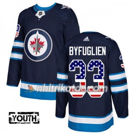 Winnipeg Jets Trikot Dustin Byfuglien 33 Adidas 2017-2018 Marineblau USA Flag Fashion Authentic - Kinder